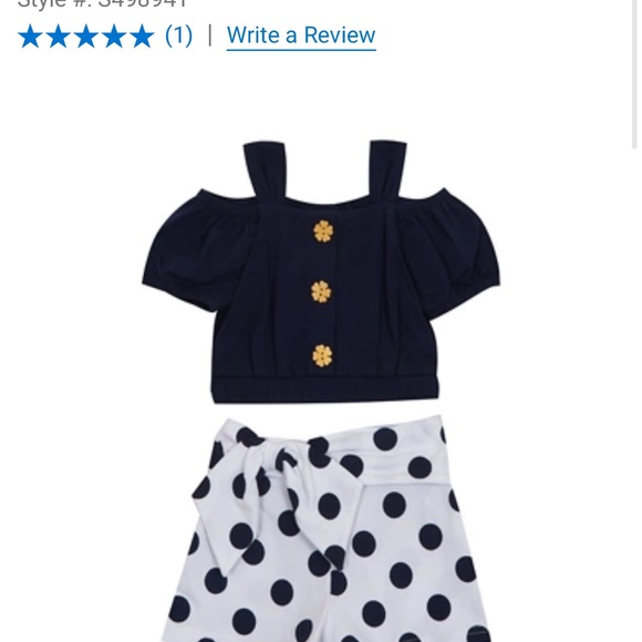 New without tags, Solid Knit Top with Polka Dot Shorts Set, size 6x - Picture 4 of 4